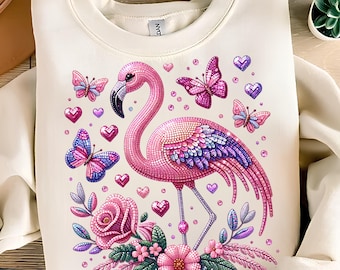 T-Shirt PNG mignon flamant rose chemise flamant rose PNG animal PNG plage papillon Png flamant rose sublimation conception sublimation téléchargement numérique