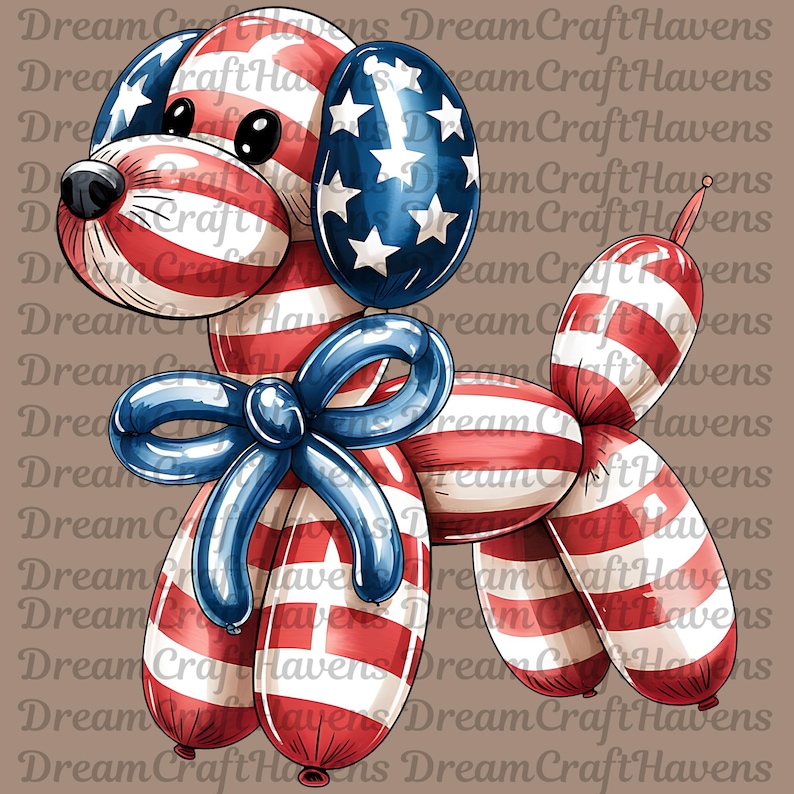 America Balloon Dog PNG T-Shirt Designs Patriotic Dog Png Americana PNG July 4th Png USA Png Balloon Animal Shirt Digital Download
