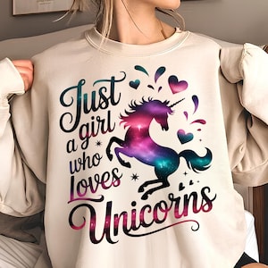 Just A Girl Who Loves Unicorns PNG T-Shirt Design Unicorn PNG Kids PNG Unicorn Girl Png Hearts Png Sublimation Designs Digital Download