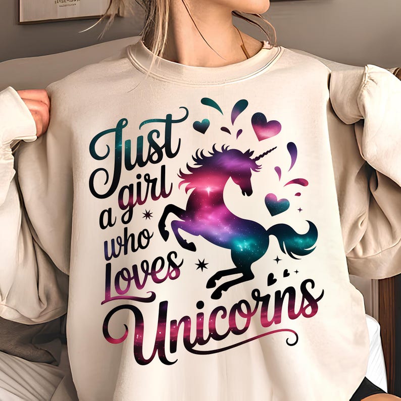 Just A Girl Who Loves Unicorns PNG T-Shirt Design Unicorn PNG Kids PNG Unicorn Girl Png Hearts Png Sublimation Designs Digital Download