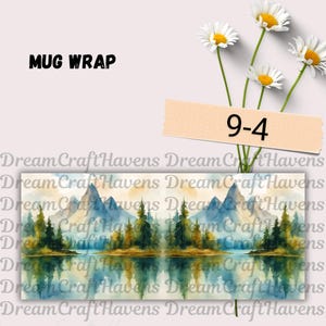 Watercolor Mountain Mug Wrap 11oz & 15oz Coffee Mug PNG Mountain Landscape Nature Mug Wrap Adventure Mug Sublimation Design Digital Download