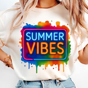 Summer Vibes PNG T-Shirt Design Neon Summer PNG Summer Png Design Summer Clipart Summer Shirt Trending Sublimation Designs Digital Download