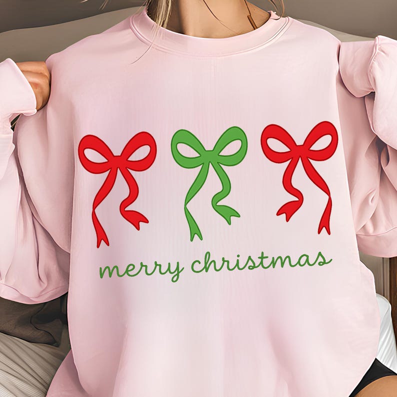 Christmas Bow PNG T-Shirt Design Preppy Christmas PNG Merry Christmas PNG Christmas Png Designs  Sublimation Designs Digital Download