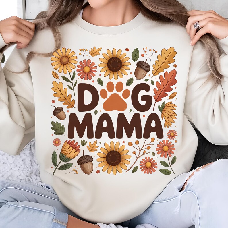 Dog Mama PNG T-Shirt Design Autumn PNG Trending PNG Dog Mom Png Dog Lover Png Popular Png  Boho Fall Png Sublimation Design Digital Download