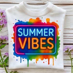 Summer Vibes PNG T-Shirt Design Neon Summer PNG Summer Png Design Summer Clipart Summer Shirt Trending Sublimation Designs Digital Download