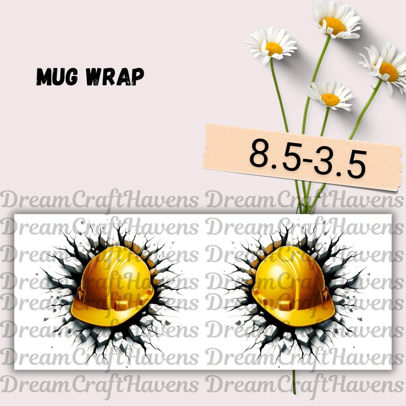 Safety Helmet Mug Wrap 11oz & 15oz Coffee Mug PNG Construction Mug Wrap 3D Mug Wrap Construction Worker Sublimation Designs Digital Download