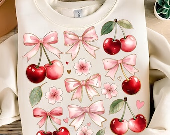 Koszulka z kokieterią w stylu boho z kokardą wiśniową w formacie PNG, wzory sublimacji w kolorze wiśniowym w formacie PNG, pobieranie cyfrowe