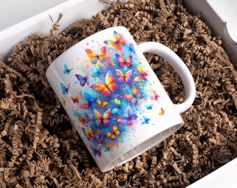 Butterfly Mug Wrap 11oz & 15oz Mama Coffee Mug PNG Butterfly Cup Wrap Watercolor Mug Wrap Mother's Day Mug Wrap Sublimation Digital Download