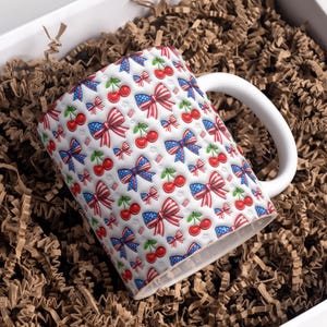 American Coquette Cherry Mug Wrap USA Mug Wrap 4th Of July Mug Wrap 11oz & 15oz Coffee Mug PNG Independence Day Mug Digital Download