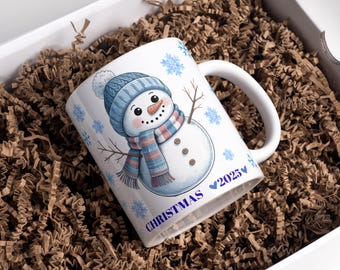 Snowman Christmas Mug Wrap 11oz&15oz Coffee Mug PNG Snowman Mug Wrap Snowflake Winter Mug Christmas 2025 Sublimation Design Digital Download