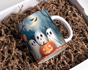 Halloween Mug Wrap PNG 11 oz & 15oz Coffee Mug PNG Pumpkin Mug Wrap Bats Ghost Mug Wrap Spooky Mug Wrap Sublimation Designs Digital Download