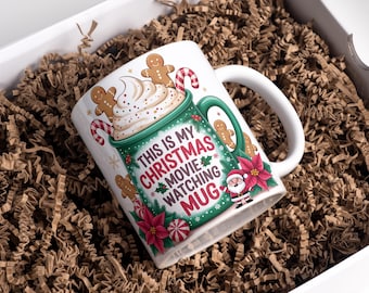 This Is My Christmas Movie Watching Mug Wrap 11oz & 15oz Christmas Coffee Mug PNG Christmas Mug Wrap Png Sublimation Design Digital Download
