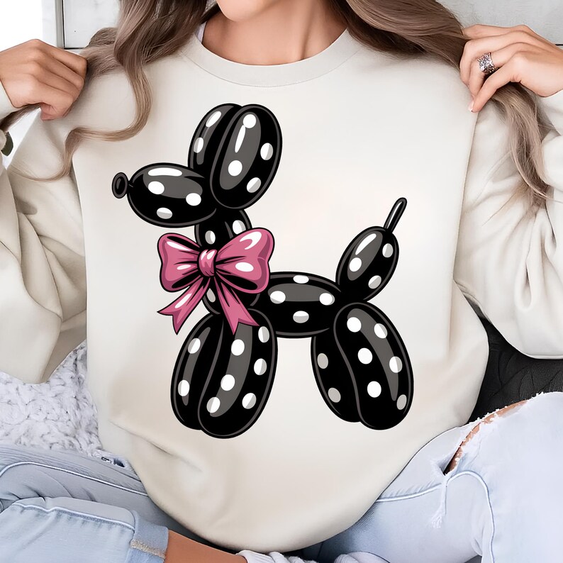 Polka Dot Balloon Dog PNG T-Shirt Design Polka Dot PNG Dog PNG Dog Lover PNG Coquette Bow Png Dog Mama Png Sublimation Digital Download