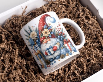 Tazza natalizia 3D PNG da 11 e 15 once Tazza da caffè natalizia PNG Tazza natalizia carina PNG Tazza di Babbo Natale Download digitale