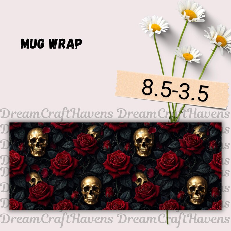 Halloween Mug Wrap Skull Mug Wrap Spooky Mug Wrap 11oz & 15oz Halloween Coffee Mug PNG Digital Download