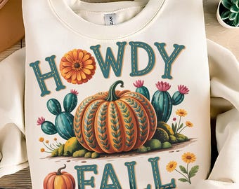 Howdy Fall PNG T-Shirt Design Cactus PNG Pumpkin PNG Trendy Fall Png Pencil Autumn Png Cowgirl Png Fall Sublimation Designs Digital Download