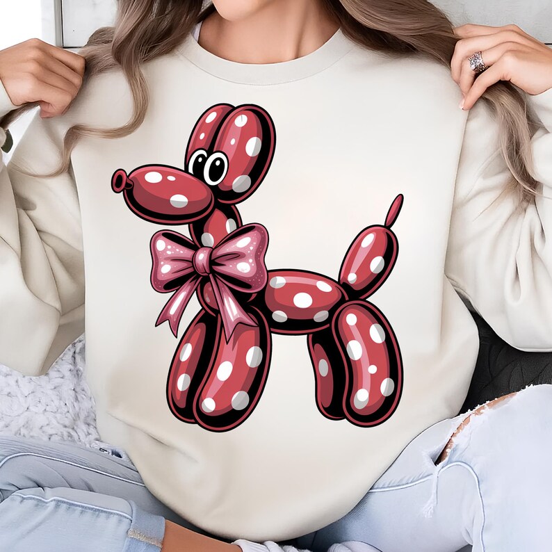 Polka Dot Balloon Dog PNG T-Shirt Design Polka Dot PNG Dog Mama Png Dog PNG Dog Lover Png Coquette Bow Sublimation Designs Digital Download