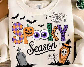Spooky Season PNG, T-Shirt Design, Trendy Halloween PNG, Halloween Shirt PNG, Halloween Png, Bats Png, Sublimation Designs, Digital Download