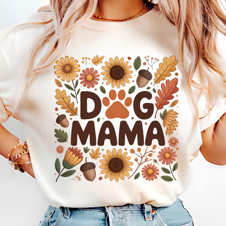 Dog Mama PNG T-Shirt Design Autumn PNG Trending PNG Dog Mom Png Dog Lover Png Popular Png  Boho Fall Png Sublimation Design Digital Download