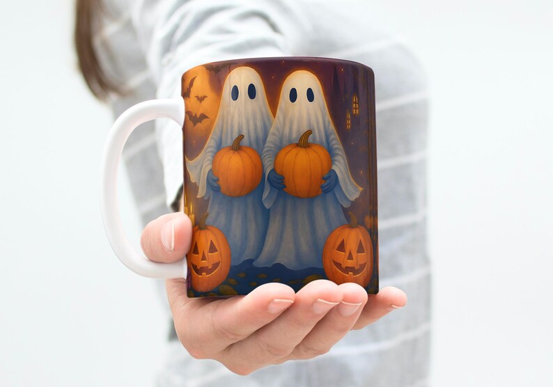 Halloween Mug Wrap PNG 11oz & 15oz Coffee Mug PNG Ghost Mug Wrap Fall Mug Png Autumn Mug Wrap Spooky Mug Sublimation Design Digital Download