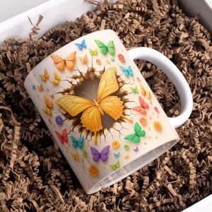 Butterfly Mug Wrap, 11oz & 15oz Butterfly Coffee Mug PNG, Butterfly Cup Wrap, Butterfly Wrap PNG, Floral Spring Mug Wrap, Digital Download