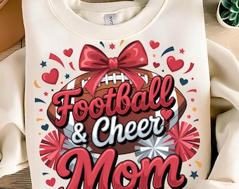 Football & Cheer Mom PNG T-Shirt Design Football américain PNG Noeud de football PNG Cheer Mom Shirt Tendances Sublimation Designs Téléchargement numérique