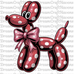 Polka Dot Balloon Dog PNG T-Shirt Design Polka Dot PNG Dog Mama Png Dog PNG Dog Lover Png Coquette Bow Sublimation Designs Digital Download
