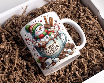 Christmas Mug Wrap 11 oz & 15 oz Christmas Coffee Mug PNG Hot Cocoa Weather Mug Wrap Snowman Mug Wrap Sublimation Designs Digital Download