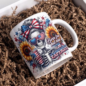 Patriotic Mug Wrap USA 250 Mug Born Free But Now I'm Expensive Mug Skull Mug Wrap Freedom Mug 11oz &15oz USA Coffee Mug PNG Digital Download
