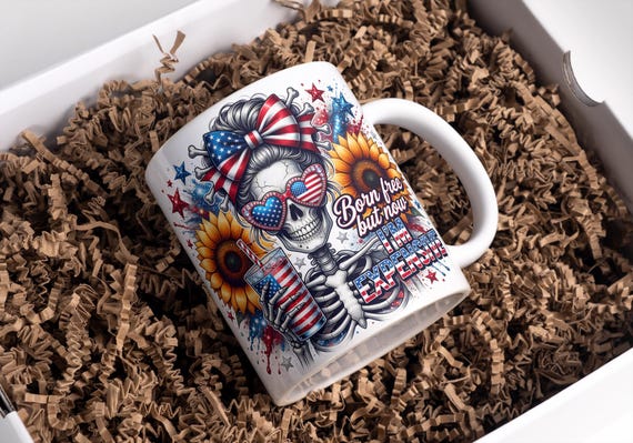 Patriotic Mug Wrap USA 250 Mug Born Free But Now I'm Expensive Mug Skull Mug Wrap Freedom Mug 11oz &15oz USA Coffee Mug PNG Digital Download