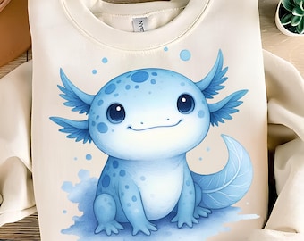 Disegno per maglietta Axolotl PNG Axolotl Shirt PNG Acquerello Blu Axolotl PNG Axolotl Download Animali Png Disegni a sublimazione Download digitale