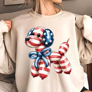 America Balloon Dog PNG T-Shirt Designs Patriotic Dog Png Americana PNG July 4th Png USA Png Balloon Animal Shirt Digital Download
