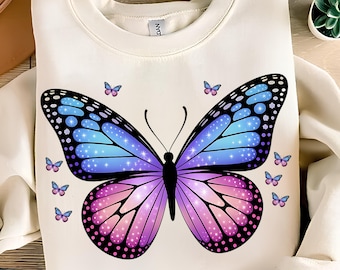 Butterfly PNG T-Shirt Design Pink Butterfly PNG Purple Butterfly PNG Butterfly Shirt Butterfly Wings Sublimation Design Digital Download