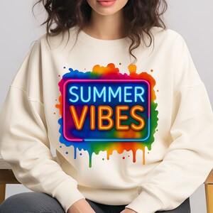 Summer Vibes PNG T-Shirt Design Neon Summer PNG Summer Png Design Summer Clipart Summer Shirt Trending Sublimation Designs Digital Download