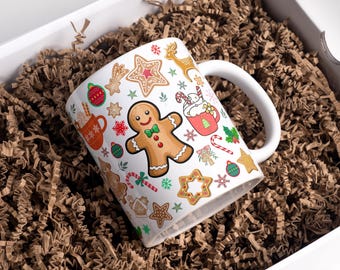 Gingerbread Christmas Mug Wrap 11 oz & 15 oz Coffee Mug PNG Christmas Mug Png Gingerbread Man Mug Wrap Sublimation Designs Digital Download