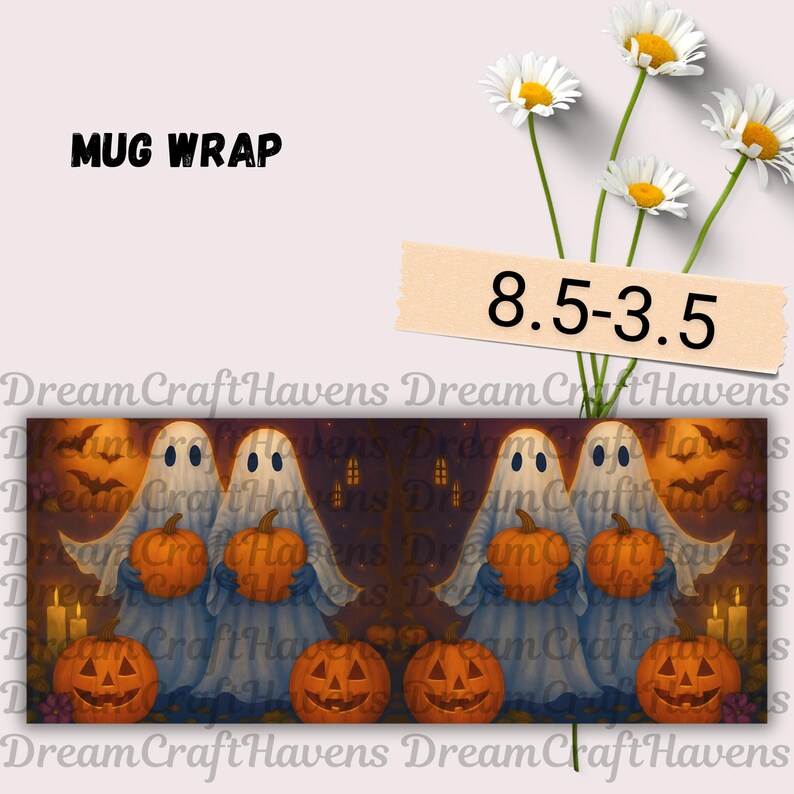Halloween Mug Wrap PNG 11oz & 15oz Coffee Mug PNG Ghost Mug Wrap Fall Mug Png Autumn Mug Wrap Spooky Mug Sublimation Design Digital Download