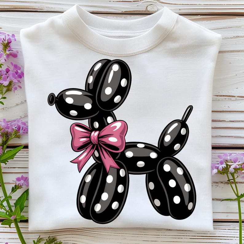 Polka Dot Balloon Dog PNG T-Shirt Design Polka Dot PNG Dog PNG Dog Lover PNG Coquette Bow Png Dog Mama Png Sublimation Digital Download