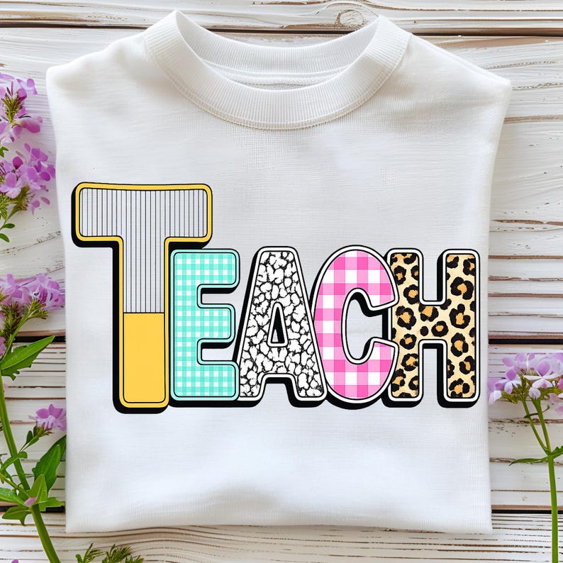 Teach PNG, T-Shirt Designs, Teaching PNG, Teacher Shirt PNG, Educator Png, Teach Shirt, Retro Teacher Png, Digital Download