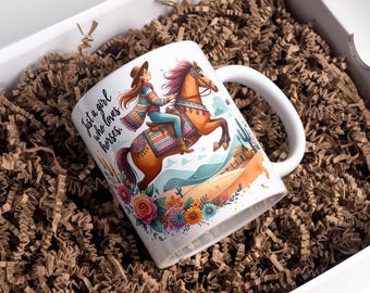 Horse Mug Wrap 11oz & 15oz Coffee Mug PNG Just A Girl Who Loves Horses Mug Wrap Western Desert Mug Wrap Sublimation Designs Digital Download