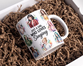 Music Lover Mug Wrap Just A Girl Who Loves Singing Mug Wrap Music Teacher Mug Wrap 11oz & 15oz Coffee Mug PNG Digital Download
