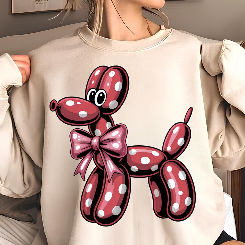 Polka Dot Balloon Dog PNG T-Shirt Design Polka Dot PNG Dog Mama Png Dog PNG Dog Lover Png Coquette Bow Sublimation Designs Digital Download
