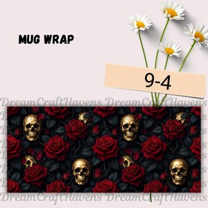 Halloween Mug Wrap Skull Mug Wrap Spooky Mug Wrap 11oz & 15oz Halloween Coffee Mug PNG Digital Download