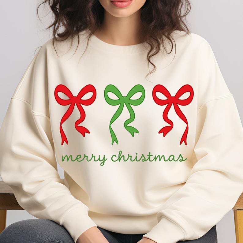 Christmas Bow PNG T-Shirt Design Preppy Christmas PNG Merry Christmas PNG Christmas Png Designs  Sublimation Designs Digital Download