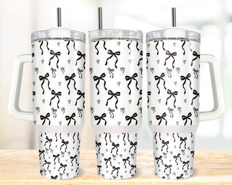 Coquette Bow 40oz Tumbler Wrap, Girly Tumbler Wrap, Heart Tumbler Wrap, Trendy Tumbler Wrap, Stanley 40oz Tumbler, Digital Download