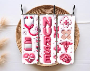 Inflated Nurse Tumbler Wrap PNG 20 oz Skinny Tumbler Wrap Medical Tumbler Wrap Nurse Tumbler PNG Sublimation Designs Digital Download