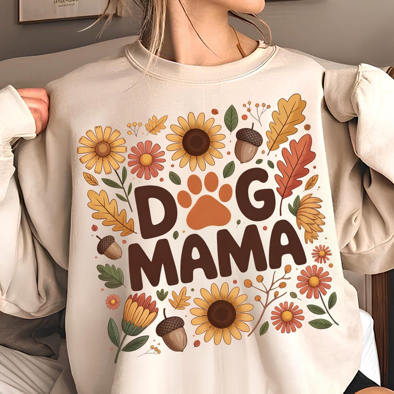 Dog Mama PNG T-Shirt Design Autumn PNG Trending PNG Dog Mom Png Dog Lover Png Popular Png  Boho Fall Png Sublimation Design Digital Download