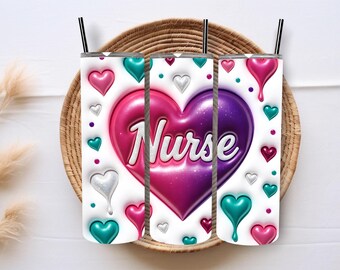 3D Nurse Tumbler Wrap, 20 oz Skinny Tumbler, Medical Tumbler Wrap, Inflated Tumbler PNG, Sublimation Designs, Digital Download