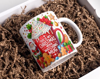 This Is My Christmas Movie Watching Mug Wrap 11oz & 15oz Christmas Coffee Mug PNG Christmas Mug Wrap Png Sublimation Design Digital Download