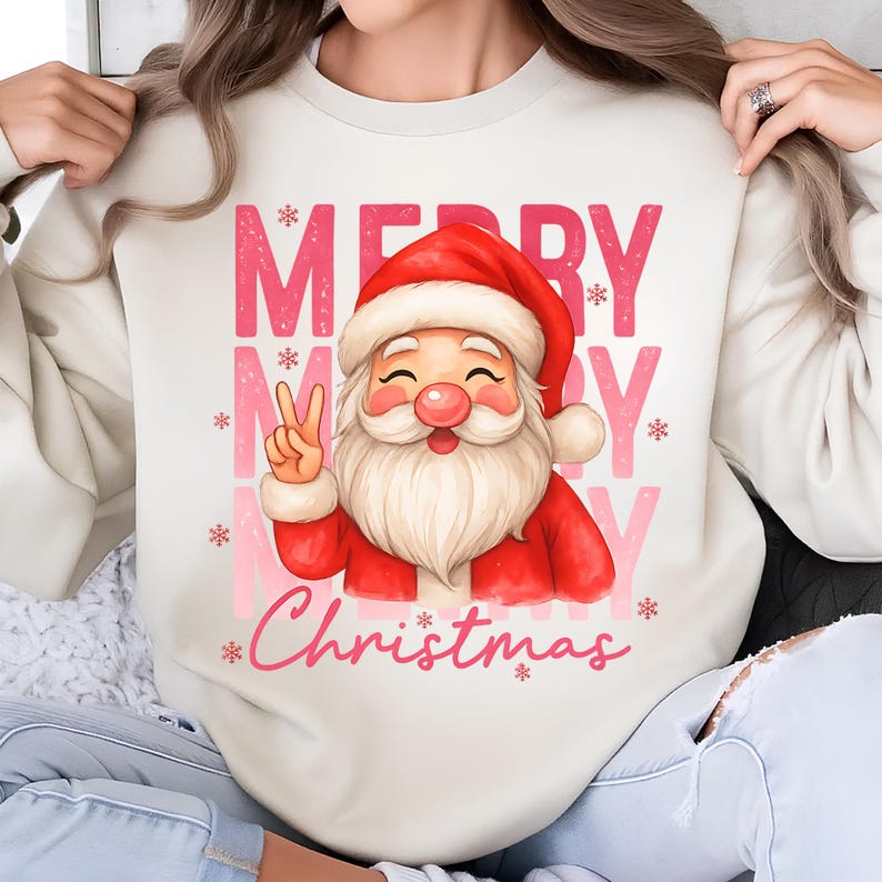 Preppy Christmas PNG T-Shirt Design Santa PNG Merry Christmas PNG Christmas Png Designs Christmas Shirt Sublimation Designs Digital Download