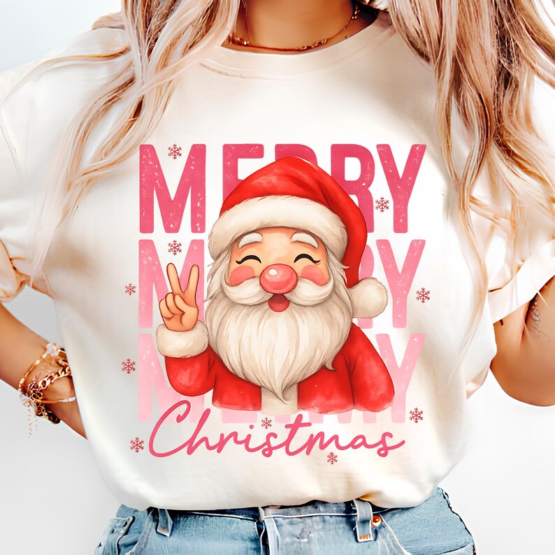 Preppy Christmas PNG T-Shirt Design Santa PNG Merry Christmas PNG Christmas Png Designs Christmas Shirt Sublimation Designs Digital Download
